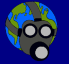 Dibujo Tierra con máscara de gas pintado por ximenytha