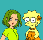 Dibujo Sakura y Lisa pintado por cactus