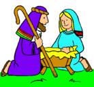 Dibujo Adoran al niño Jesús pintado por meana