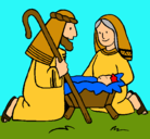 Dibujo Adoran al niño Jesús pintado por bambam