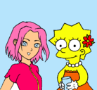 Dibujo Sakura y Lisa pintado por ROSAR