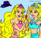 Dibujo Barbie se despiede de la reina sirena pintado por espok