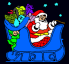 Dibujo Papa Noel en su trineo pintado por loren