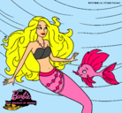 Dibujo Barbie sirena con su amiga pez pintado por merliah