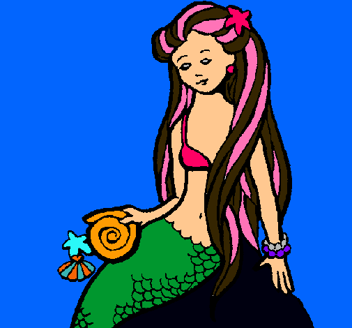 Dibujo Sirena con caracola pintado por erikaisabella