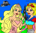 Dibujo Barbie se despiede de la reina sirena pintado por ariadne