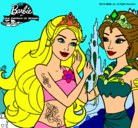 Dibujo Barbie se despiede de la reina sirena pintado por ruth