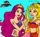 Dibujo Barbie se despiede de la reina sirena pintado por uriannys