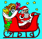 Dibujo Papa Noel en su trineo pintado por Cacahuete