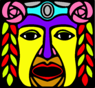 Dibujo Máscara Maya pintado por primavera