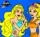 Dibujo Barbie se despiede de la reina sirena pintado por sarana