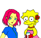 Dibujo Sakura y Lisa pintado por martos 