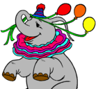 Dibujo Elefante con 3 globos pintado por nssnmynyujbjynn