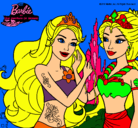 Dibujo Barbie se despiede de la reina sirena pintado por Guido