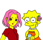 Dibujo Sakura y Lisa pintado por fransin