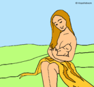 Dibujo Madre con su bebe pintado por hannon
