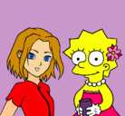 Dibujo Sakura y Lisa pintado por anacleta