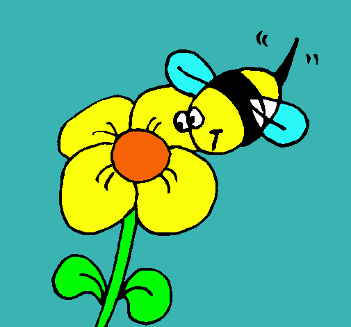 Abeja y flor