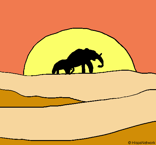 Elefante en el amanecer