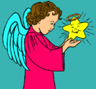 Dibujo Ángel y estrella pintado por pitufa