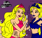 Dibujo Barbie se despiede de la reina sirena pintado por janeth