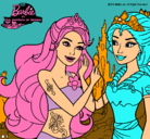 Dibujo Barbie se despiede de la reina sirena pintado por yanaii