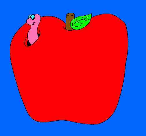 Dibujo Gusano en la fruta pintado por juanda