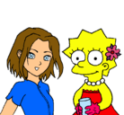 Dibujo Sakura y Lisa pintado por cuci
