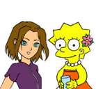 Dibujo Sakura y Lisa pintado por zaila