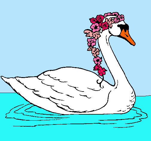 Cisne con flores