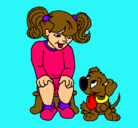Dibujo Niña con su perrito pintado por chulita