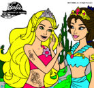 Dibujo Barbie se despiede de la reina sirena pintado por macarena14