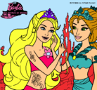 Dibujo Barbie se despiede de la reina sirena pintado por hada12Reina