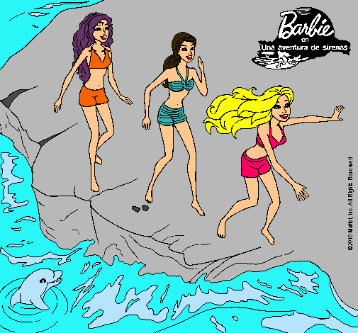Dibujo Barbie y sus amigas en la playa pintado por LauraParraRubio