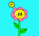 Dibujo Sol y flor pintado por sorey