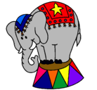Dibujo Elefante actuando pintado por facebook 