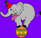 Dibujo Elefante encima de una pelota pintado por nayara