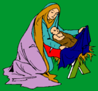 Dibujo Nacimiento del niño Jesús pintado por establo