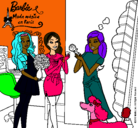 Dibujo Barbie de compras con sus amigas pintado por abby 