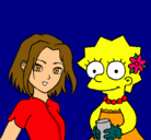 Dibujo Sakura y Lisa pintado por colenball