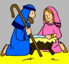 Dibujo Adoran al niño Jesús pintado por clarocruz
