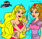 Dibujo Barbie se despiede de la reina sirena pintado por madalena