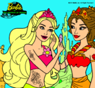 Dibujo Barbie se despiede de la reina sirena pintado por BISBALERA