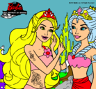 Dibujo Barbie se despiede de la reina sirena pintado por CHENOA