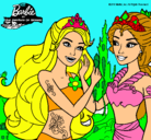 Dibujo Barbie se despiede de la reina sirena pintado por yisel