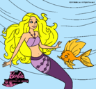 Dibujo Barbie sirena con su amiga pez pintado por Xuliiyah99