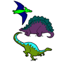 Dibujo Tres clases de dinosaurios pintado por luisma