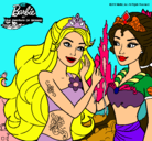 Dibujo Barbie se despiede de la reina sirena pintado por claudia1