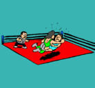 Dibujo Lucha en el ring pintado por jamontastico