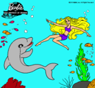 Dibujo Barbie jugando con un delfín pintado por Teba